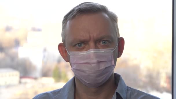 Pandemie Portret Van Een Beschermend Masker Straat Het Concept Gezondheid — Stockvideo