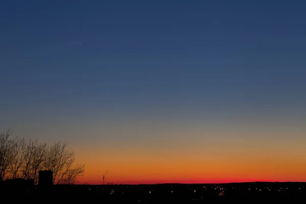 Dusk Sky Horizon Town Trees Industrial Tube — Stock Photo, Image