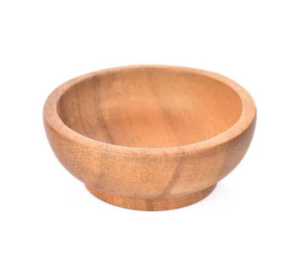 Wooden bowl on white background. — Stock Photo, Image