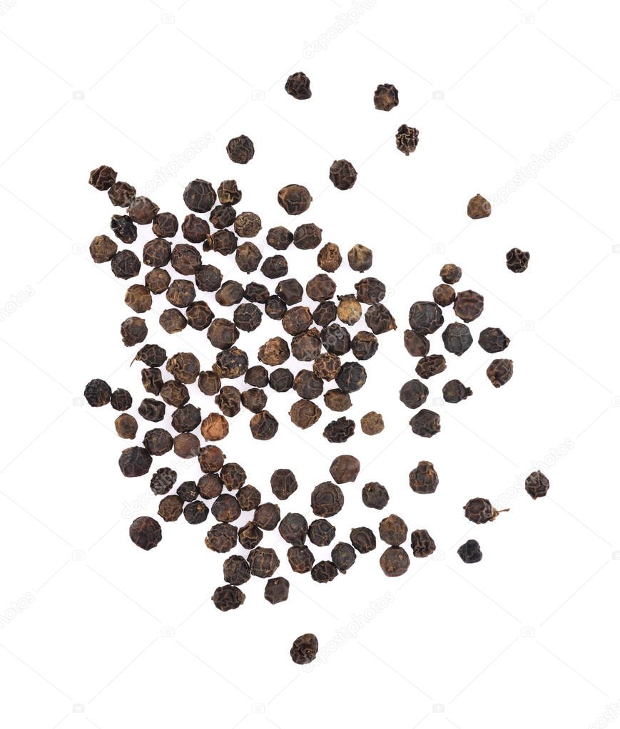 Peppercorn isolated. Peppercorn on white background. Black peppe