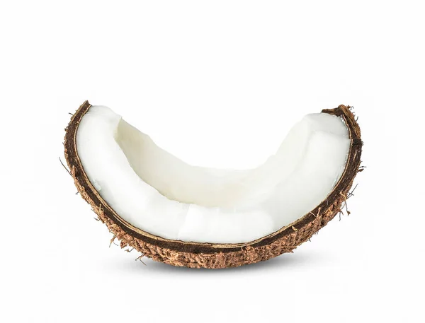Halbe Kokosnuss Isoliert Auf Weißem Hintergrund — Stockfoto