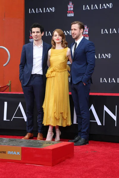 Damien Chazelle, Emma Stone, Ryan Gosling — Fotografia de Stock