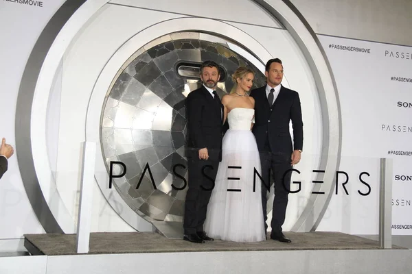 Michael Sheen, Jennifer Lawrence, Chris Pratt — Stockfoto