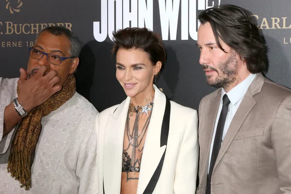 Laurence Fishburne, Ruby Rose, Keanu Reeves — Stock Photo, Image