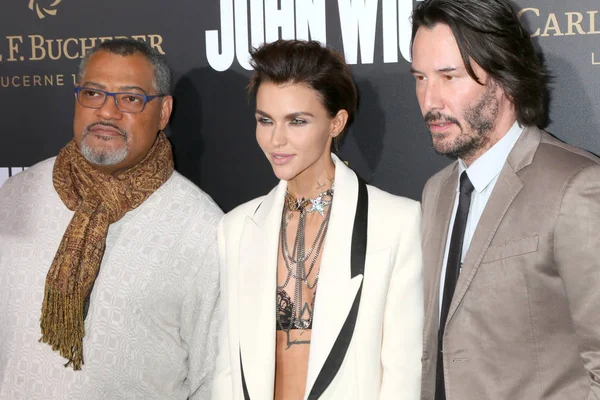 Laurence Fishburne, Ruby Rose, Keanu Reeves — Stok fotoğraf