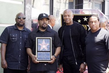 MC Red, O'Shea Jackson aka Ice Cube, Dr Dre, DJ Yella clipart