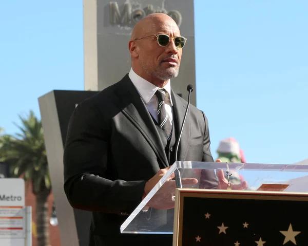 Dwayne johnson cerimônia estrela — Fotografia de Stock