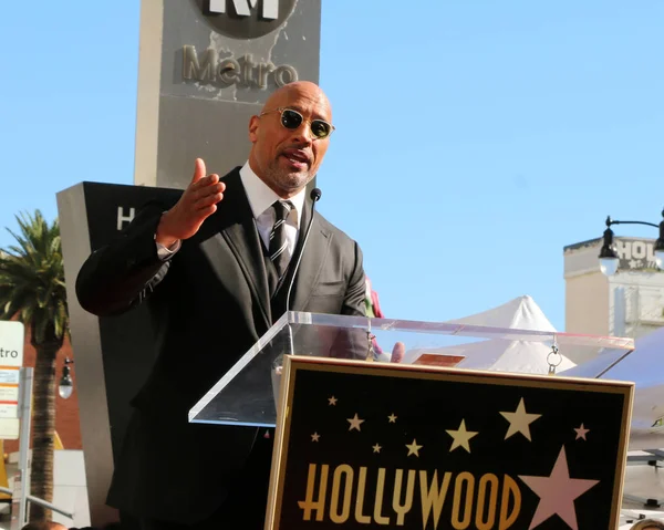 Dwayne johnson cerimônia estrela — Fotografia de Stock