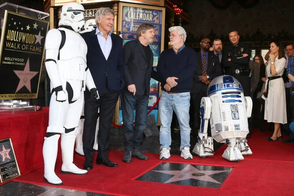 Harrison Ford, Mark Hamill, George Lucas — Stock Photo, Image