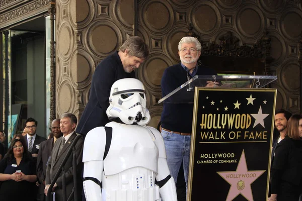 Mark Hamill, George Lucas – stockfoto