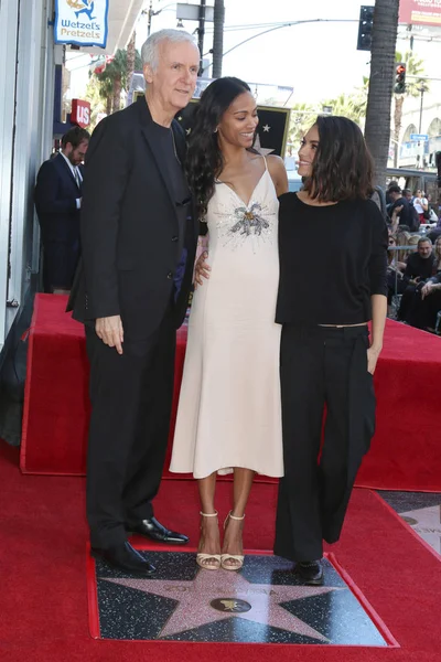 James Cameron, Zoe Saldana, Mila Kunis — Stock Photo, Image