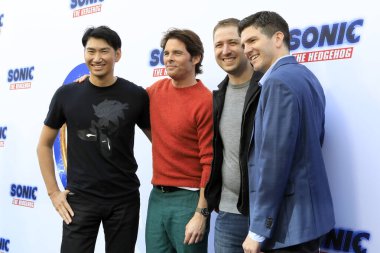 LOS ANGELES - JAN 25:  Haruki Satomi, James Marsden, Toby Ascher, Jeff Fowler at the Sonic The Hedgehog Family Day Event at the Paramount Theatre on January 25, 2020 in Los Angeles, CA
