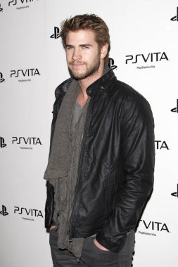 LOS ANGELES - FEB 15:  Liam Hemsworth at the Sony PlayStationAE Unveils PS VITA Portable Entertainment System at the Siren Studios on February 15, 2012 in Los Angeles, CA clipart