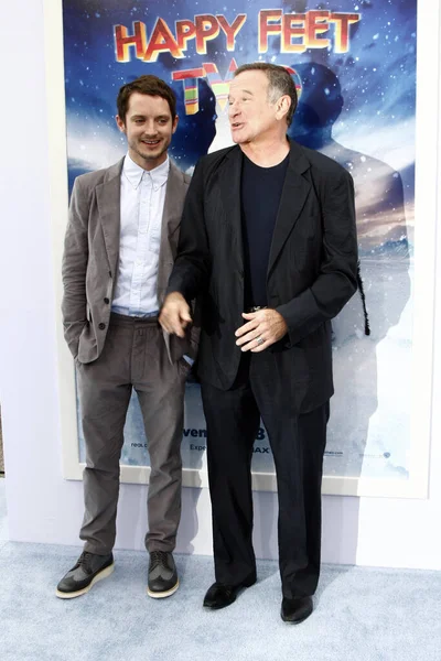 Los Angeles Listopada Elijah Wood Robin Williams Premierze Happy Feet — Zdjęcie stockowe