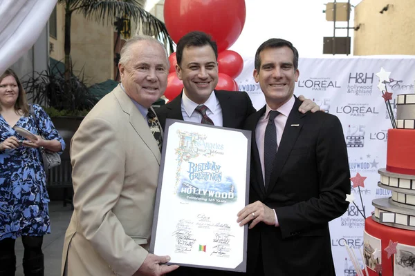 Los Angeles Feb Tom Labonge Jimmy Kimmell Eric Garcetti Hollywood — Stock Photo, Image