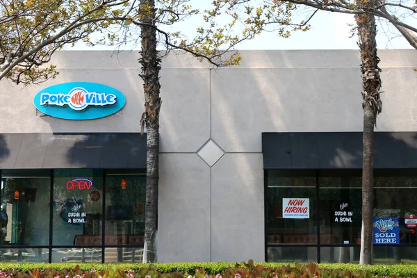 Los Angeles Apr Pokeville Resturant Sign Signage Businesses Reagindo Covid — Fotografia de Stock