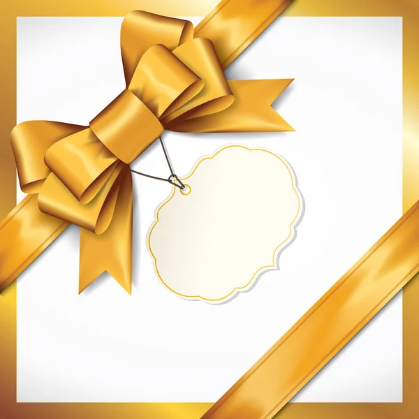 Golden gift bows with ribbons On White Background. — Stock Vector
