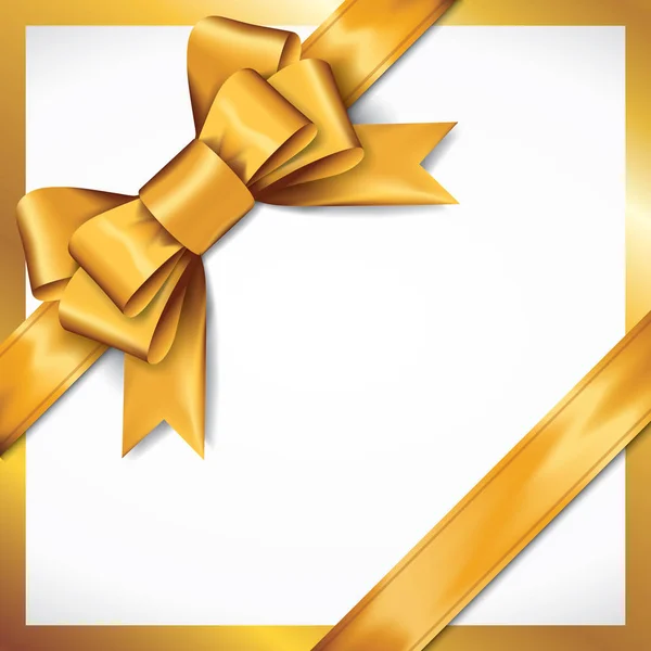 Arcs cadeaux dorés avec rubans sur fond blanc . — Image vectorielle