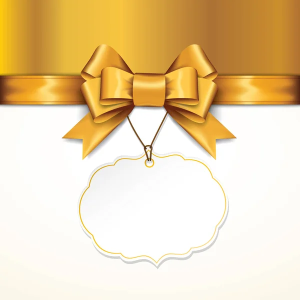 Arcs cadeaux dorés avec rubans sur fond blanc . Vecteurs De Stock Libres De Droits