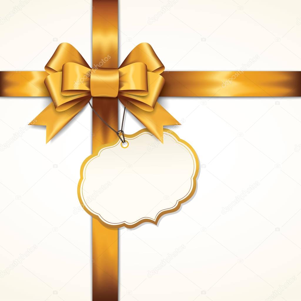 Golden gift bows with ribbons On White Background. — Stock Vector