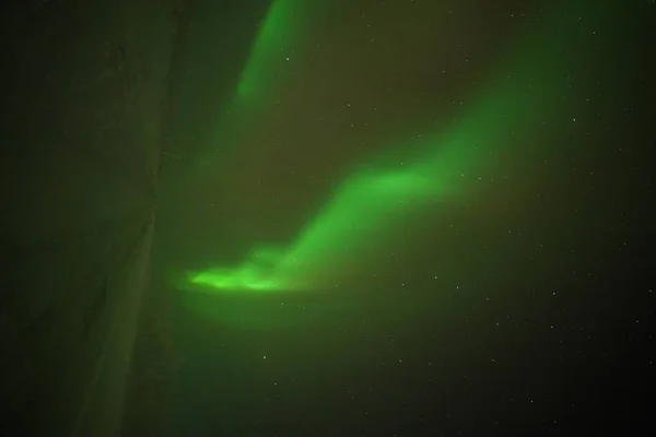 Northern Lights Aurora Borealis Península Kola Cielo Nocturno Iluminado Verde — Foto de Stock