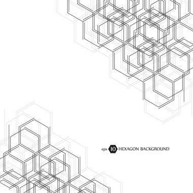Soyut molekül arka plan. Altıgen kimya desen. Moleküler bilimsel araştırma. Moleküler altıgen kafes bileşimi. Tıp, bilim ve teknoloji tasarım vektör çizim.