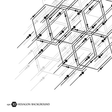 Altıgen iş desen. Bilimsel tıbbi araştırma. Altıgen yanarak bahislerin doğru yapısı kafes. Geometrik arka plan. Kimya, bilim ve teknoloji kavramı. Vektör çizim.