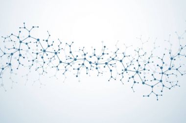 Moleküler kavramı nöronlar ve sinir sistemi. Bilimsel tıbbi araştırma. Molekül yapısı ile parçacıklar. Bilim ve teknoloji arka plan molekül banner veya el ilanı için. Vektör çizim.