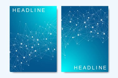 İş vektör şablonları için broşür, kapak, el ilanı, faaliyet raporu, broşür. Minimalist kompozisyon altıgen yapısı. Gelecekteki geometrik şablonu. Bilim, tıp, teknolojik altyapı