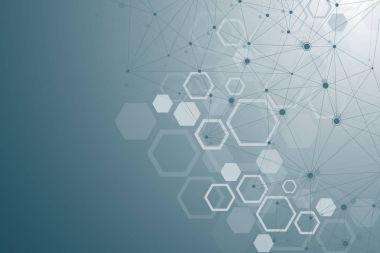 Molekül yapısı ile parçacıklar. Bilimsel tıbbi araştırma. Bilim ve teknoloji backgroud. Moleküler kavramı. Vektör çizim.