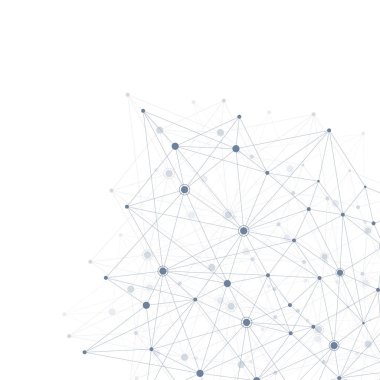Birbirine bağlı çizgiler ve noktalarla soyut çokgen arkaplan. Minimalist geometrik desen. Molekül yapısı ve iletişim. Grafik pleksus arkaplanı. Bilim, tıp, teknoloji konsepti.