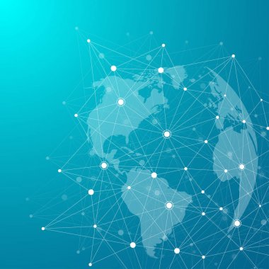 Küresel ağ bağlantı noktaları ve çizgileri ile. Internet bağlantı arka plan. Soyut bağlantı yapısı. Çokgen alanı arka plan. Vektör çizim