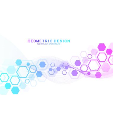 Tıp, bilim, teknoloji, Kimya için bilimsel molekül arka plan. Duvar kağıdı veya afiş bir Dna molekülleri ile. Vektör geometrik dinamik çizim.