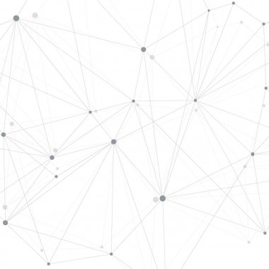 Birbirine bağlı çizgiler ve noktalarla soyut çokgen arkaplan. Minimalist geometrik desen. Molekül yapısı ve iletişim. Grafik pleksus arkaplanı. Bilim, tıp, teknoloji konsepti.