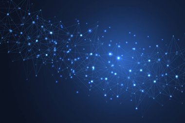 Tıp, bilim, teknoloji, Kimya için bilimsel molekül arka plan. Duvar kağıdı veya afiş bir Dna molekülleri ile. Vektör geometrik dinamik çizim.