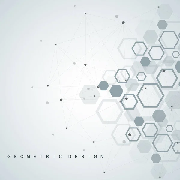 Experiencia médica abstracta. Investigación de ADN. Molécula de estructura hexagonal y antecedentes de comunicación para medicina, ciencia, tecnología. Ilustración vectorial . — Vector de stock