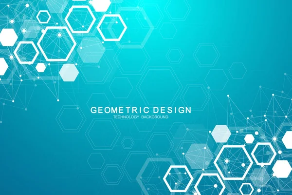 Concept moléculaire des neurones et du système nerveux. Recherche médicale scientifique. Structure moléculaire avec particules. Science et technologie molécule de fond pour bannière ou flyer. Illustration vectorielle . — Image vectorielle