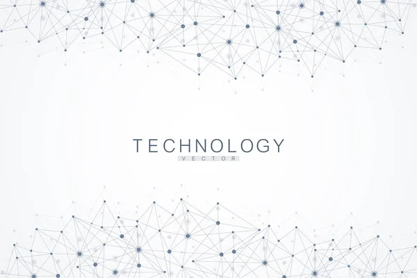 Sfondo poligonale astratto con linee e punti collegati. Modello geometrico minimalista. Struttura molecolare e comunicazione. Sfondo plesso grafico. Scienza, medicina, concetto tecnologico. — Vettoriale Stock