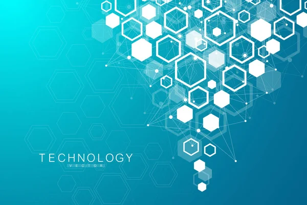 Tecnología de datos abstracta ilustración vectorial futurista. Visualización de macrodatos. Forma de poli baja con puntos de conexión y líneas . — Archivo Imágenes Vectoriales