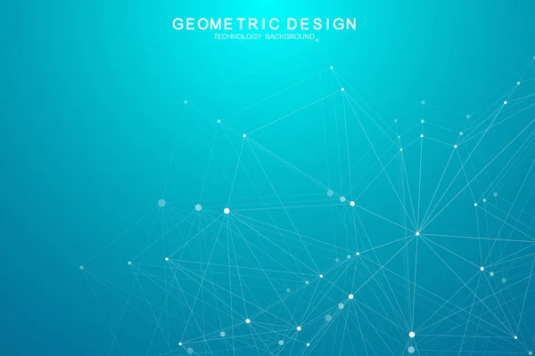 Tecnología de datos abstracta ilustración vectorial futurista. Visualización de macrodatos. Forma de poli baja con puntos de conexión y líneas . — Vector de stock