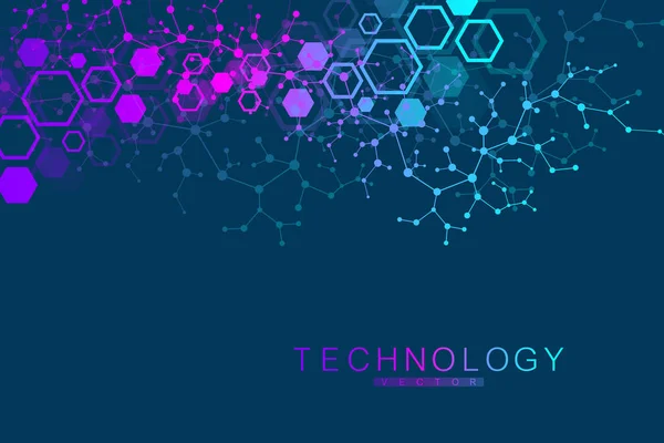 Wetenschappelijke molecuul achtergrond voor wetenschap, technologie, geneeskunde, chemie. Behang of banner met een Dna-moleculen. Geometrische dynamische vectorillustratie. — Stockvector