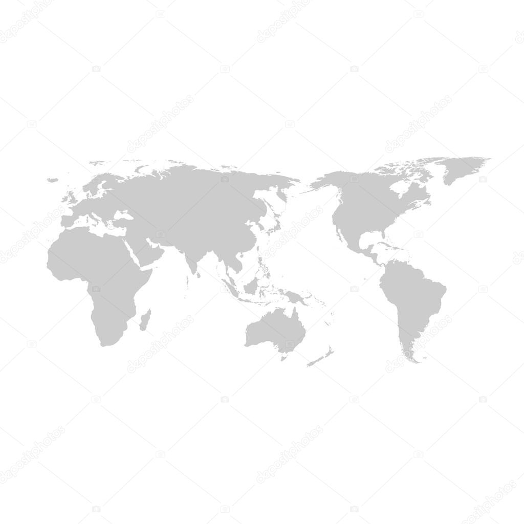 Grey world map vector flat design.