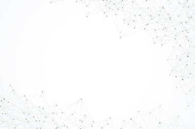 Soyut pleksus bağlı çizgiler ve noktalar arka plan. Pleksus geometrik etkisi. Büyük veri bileşikler ile karmaşık. Satırları pleksus, en az dizi. Dijital veri görselleştirme. Vektör çizim