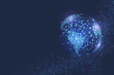 Küresel ağ bağlantısı sosyal konsepti. Büyük Veri Görselleştirme. Ağ iletişimi. İnternet ve Teknoloji. İş vektörü illüstrasyonu.