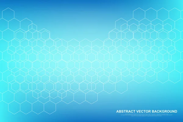 Molécula científica fundo DNA dupla hélice vetor ilustração com profundidade de campo rasa. Papel de parede misterioso ou banner com moléculas de DNA. Cuidados de saúde e padrão de inovação científica . — Vetor de Stock