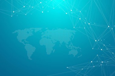 Soyut pleksus bağlı çizgiler ve noktalar arka plan. Pleksus geometrik bileşikler ile büyük veri etkisi. Satırları pleksus, en az dizi. Dijital veri görselleştirme. Vektör çizim