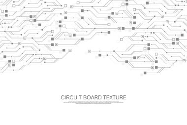 Teknoloji soyut devre kartı dokusu. Yüksek teknoloji fütüristik devre panosu pankartı duvar kağıdı. Elektronik anakart çizimi. Teknolojik iletişim konsepti