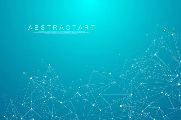 Abstract Big Data visualisatie digitale netwerkverbinding concept achtergrond. Kunstmatige intelligentie en engineering technologie. Wereldwijd netwerk, Lines plexus, minimaal bereik. Vectorillustratie. — Stockvector