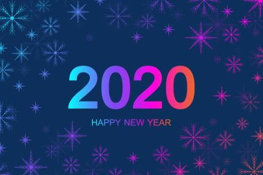 Mutlu Noeller ve mutlu yıllar 2020 tebrik kartı. 2020 için modern fütürist şablon. Dijital veri görselleştirme. İş teknolojisi konsepti. Vektör illüstrasyonu