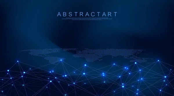 Abstract Big Data visualization digital network connection background. Искусственный интеллект и инженерные технологии. Глобальная сеть, сплетение линий, минимальный массив. Векторная иллюстрация. — стоковый вектор